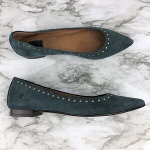 NEW Frye Sienna‎ Blue Suede Studded Ballet Point Flats Shoes